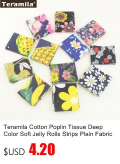 Teramila New Arrivals Colorful Design 7 PCS / Lot 9CMx50CM Sewing Material Cotton Jelly Rolls Strips Plain Fabric Patchwork