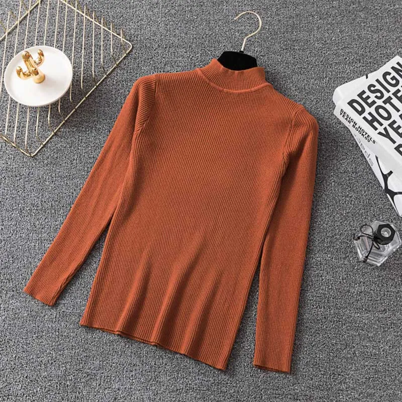 Women Winter Knitting Sweater Pullovers Long Sleeve Turtleneck Short Korean Tops Chic Clothes Female Casual Streetwear | Женская одежда