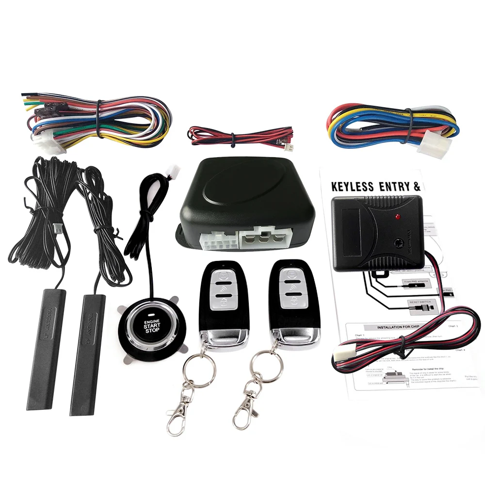 

Car Switch Keyless Entry Engine Start Alarm System Vibration Sensor Push Button Remote Starter Stop Anti-theft System Signaling