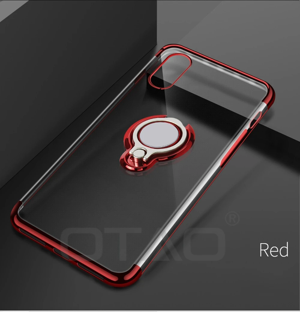 OTAO ультра тонкий прозрачный чехол для телефона для iPhone XS MAX XR X 8 7 6 6S Plus автомобильный Магнитный чехол s чехол с держателем-кольцом для пальца Coque