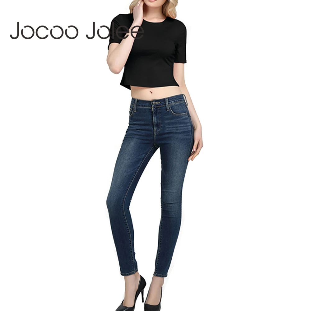 Женская футболка с круглым вырезом Jocoo Jolee пикантный укороченный топ открытой