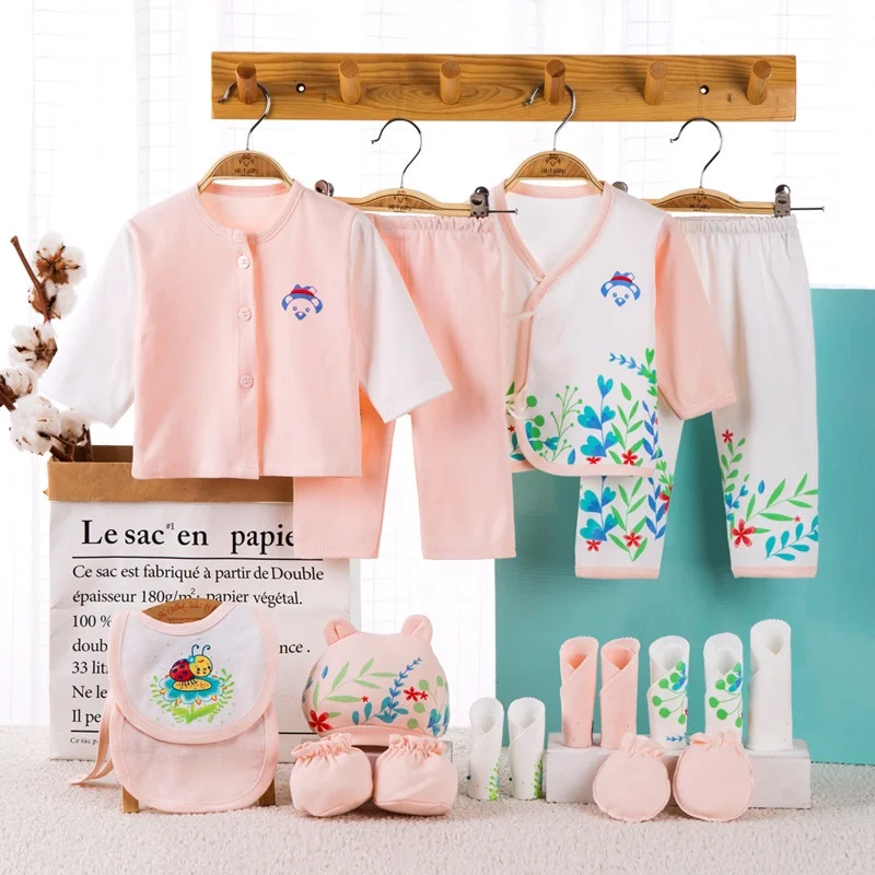 

18 piece newborn baby set boy clothes 100% cotton infant suit baby girl clothes outfits pants baby clothing hat bib ropa de bebe