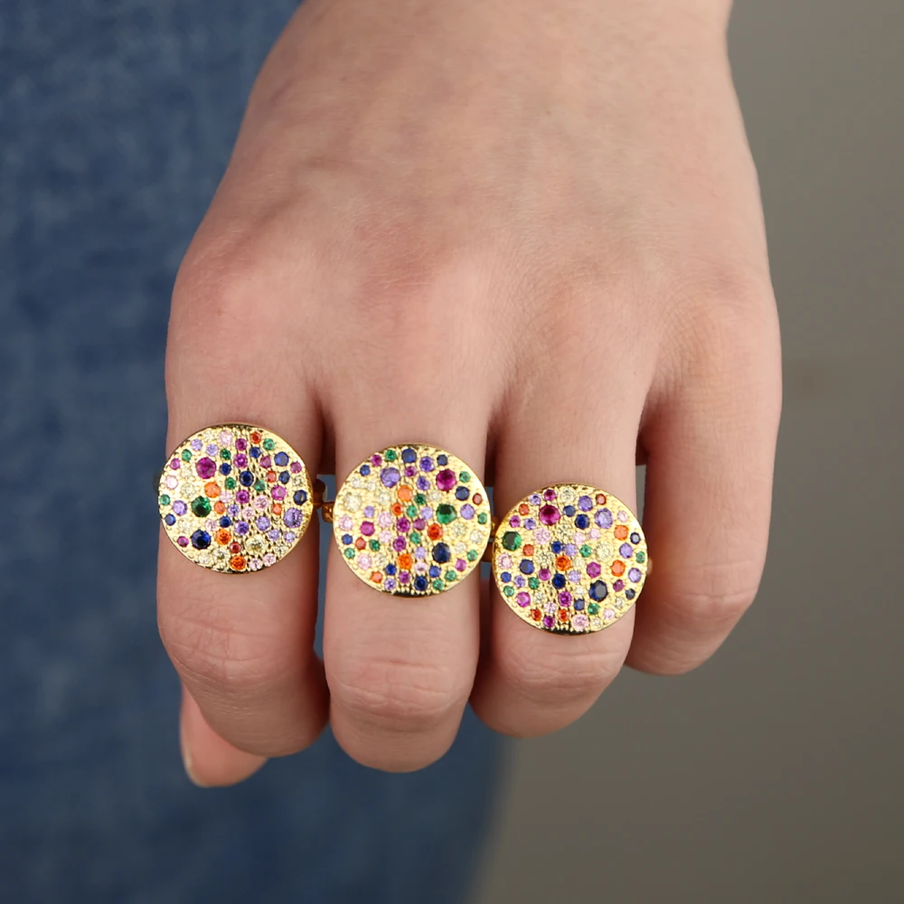 Модные круглые кольца с золотым наполнителем размеров США 5 6 7 8 обручальное