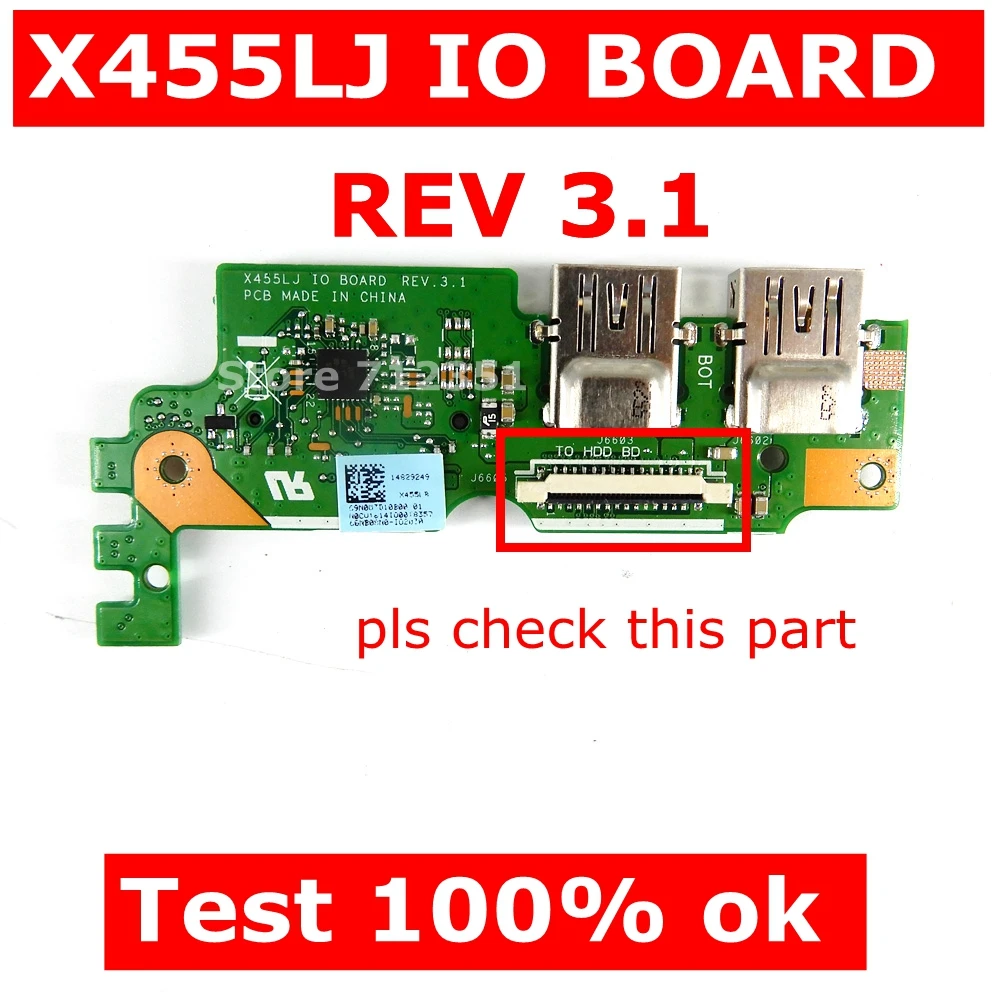 X455LJ IO Плата для жесткого диска REV 2 1/3 1 ASUS X455 X455L X455LD X455LF X455WE материнская плата USB SD