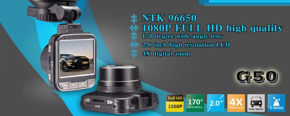 G50 Видеорегистраторы для автомобилей Новатэк 96650 Full HD 1080 P Мини Видеорегистраторы для автомобилей Видео Регистраторы 2,0 дюймов ЖК-дисплей H.264 видеомагнитофон с увеличенным динамическим диапазоном G-Сенсор тире Камера
