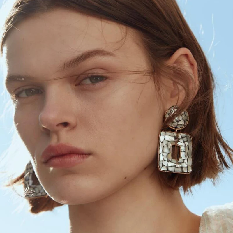 Серьги Girlgo ZA, Украшенные бусинами и голубым камнем, металлические Макси серьги-капли, женские вечерние ювелирные изделия, модное, в стиле бохо, ручная работа, свадебные ювелирные изделия, подарки