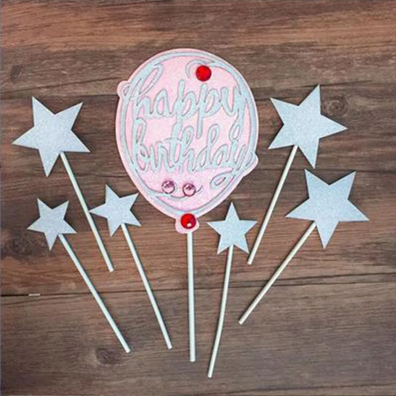 7 шт шар в форме алмаза пентаграмма торт Топпер для детей с днем рождения