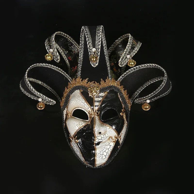 1pcs Clown Masquerade Mask Venetian Bell Masks Halloween Maske Mascaras Cosplay Jester Costume Drama Party Carnival Masque Props | Дом и сад