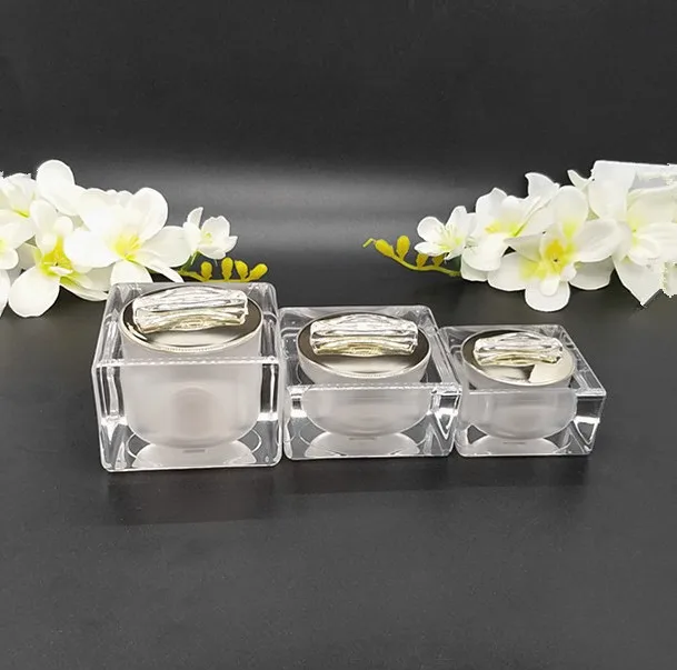 50g jar 6pcs 10 мл, 30 мл 50 мл, 100 мл Белая Акриловая банка для крема пустая бутылочная тара для косметики Квадратная бутылка для лосьона - Цвет: 50g jar 6pcs
