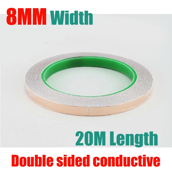 Высокое качество 5 шт./лот двухсторонние 8 мм * 20 м проводящая медная фольга лента
