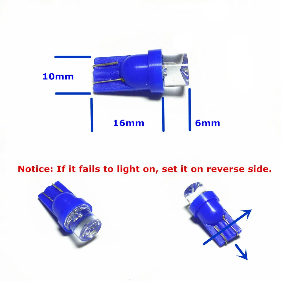 12 В светодиодная синяя автомобильная лампа T10(10 мм прожекторная лампа) W5W W2.1X9.5d для - Фото №1