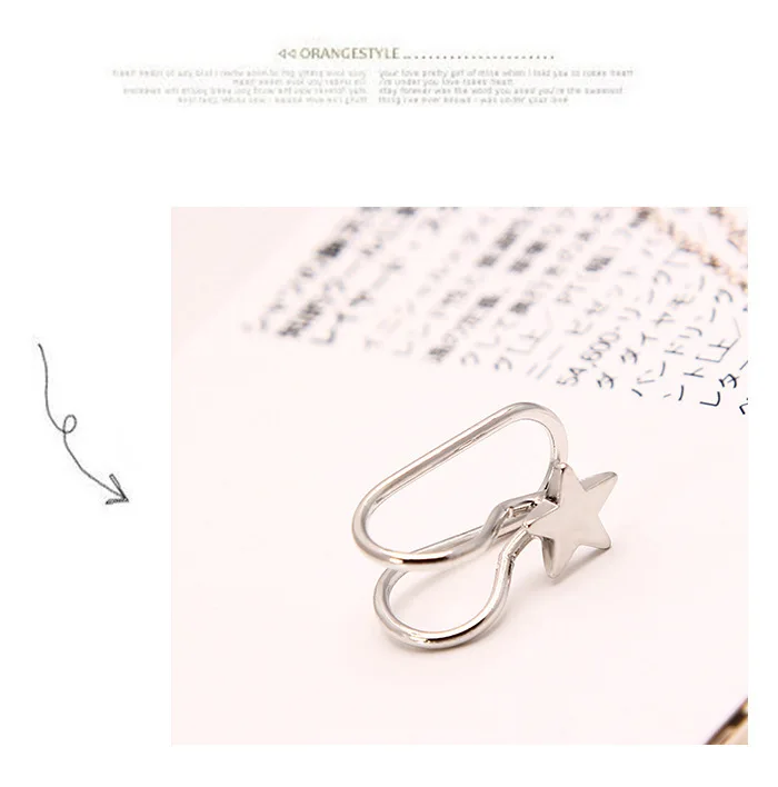 SilverStar 1 шт. корейские модные креативные жемчужные серьги с пентаграммой и звездами, u-образные клипсы для женщин, ювелирные изделия для ушей - Окраска металла: SilverStar