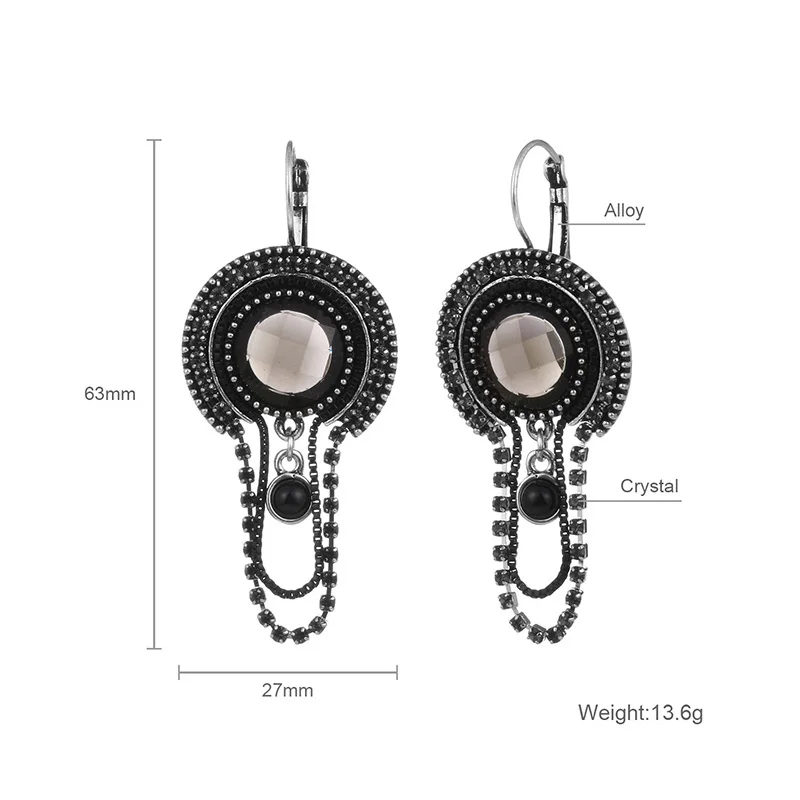 Винтажные висячие серьги Hongye черные красные женские Висячие длинные с бусинами в