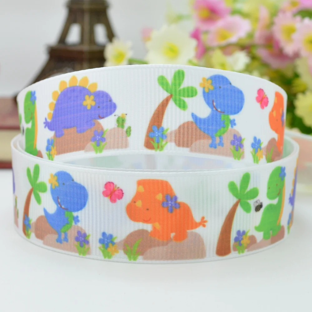 DUWES 7/8 &quot22 мм 2 5 10 20 50 ярдов динозавр Жираф с животным принтом grosgrain лента бант для
