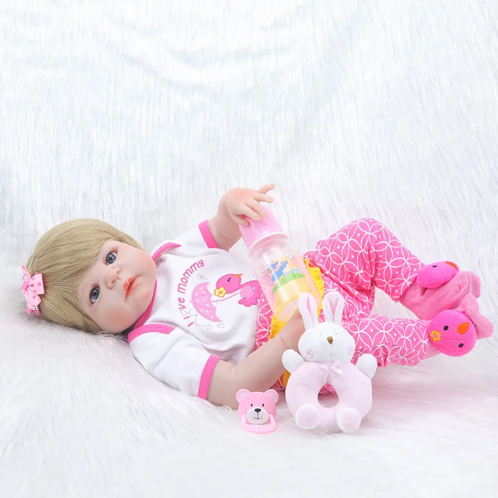 NEW Arrival Blue Eyes 22 Inch Lifelike Newborn Girl Baby Dolls Realistic Reborn Babies That Look Real Kids Birthday Xmas Gift | Игрушки и