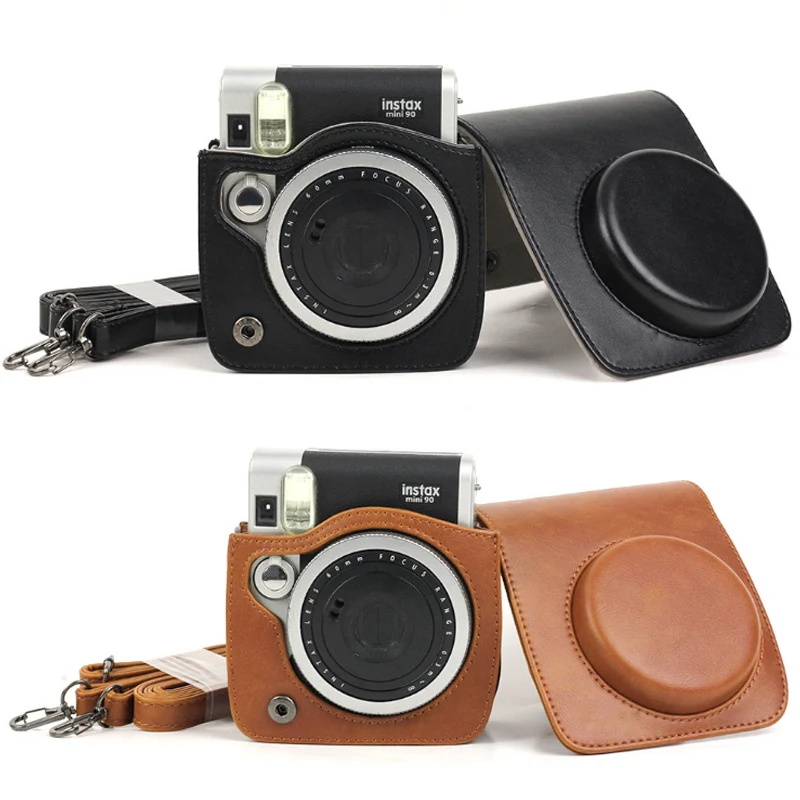 Из искусственной кожи/кристально чистая камера мягкая сумка на плечо для Fuji Polaroid Instax Mini 90 Защитный чехол оболочка чехол с ремешком