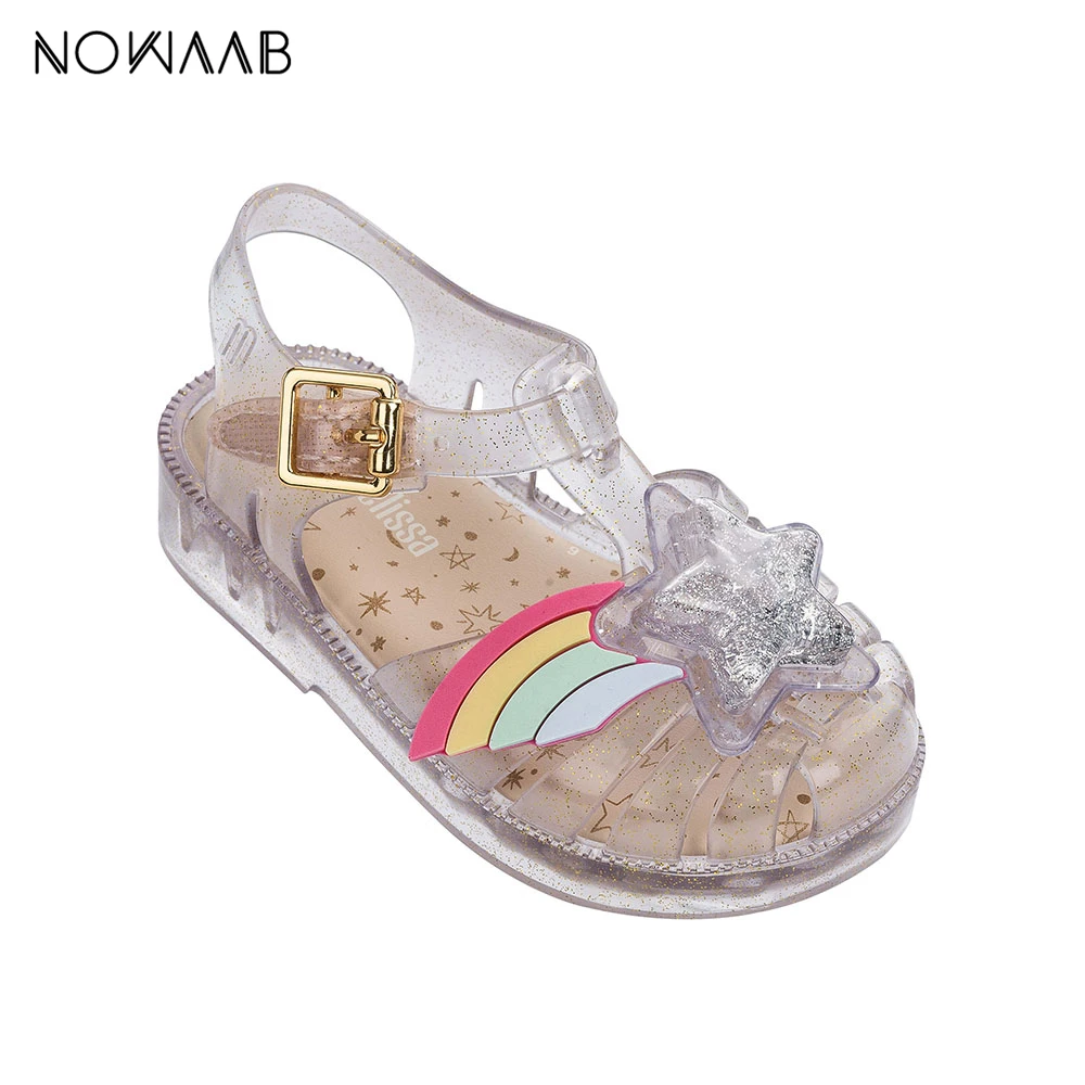 Сандалии желе для девочек Mini Melissa 2019 летние римские сандалии со звездами и