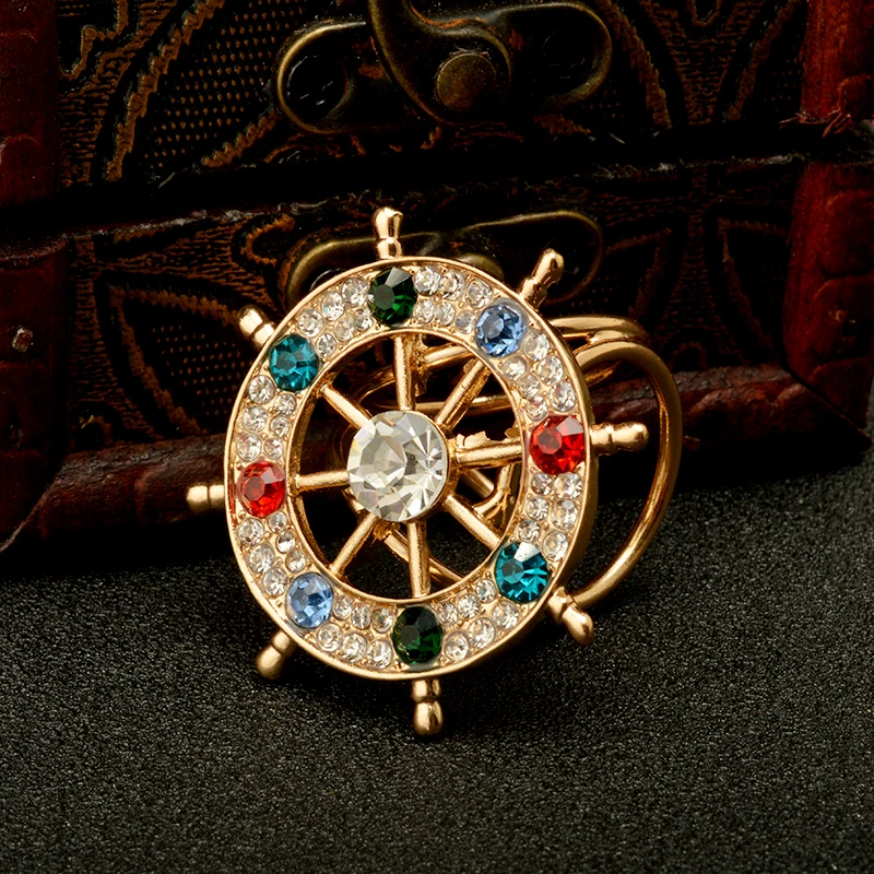 Новые ювелирные изделия Костюм Золотой Кристалл руль женские броши шарф отворот