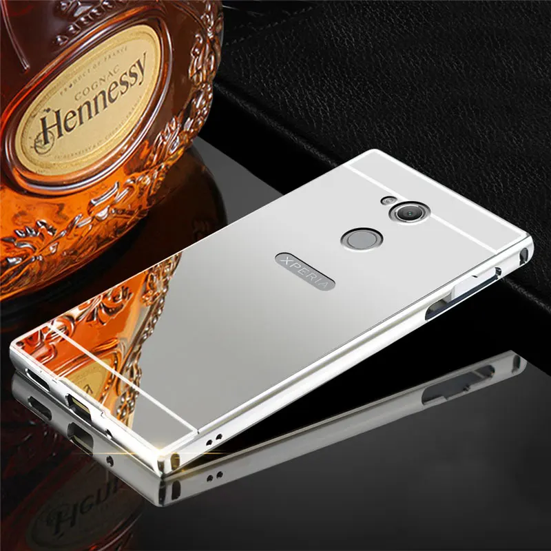 Silver Чехол для sony Xperia XA2 Ultra 6,0 ''H4213 H4233, зеркальный бампер с алюминиевой металлической рамкой+ Жесткий Чехол для задней панели из поликарбоната, чехол для телефона s - Цвет: Silver