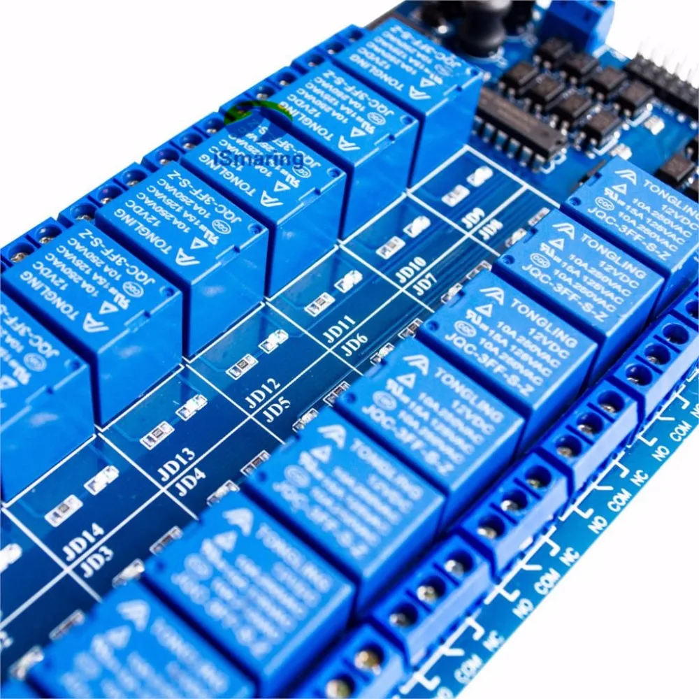 Официальный iSmaring 5 В/12 В 16-канальный релейный модуль щит для Arduino ARM PIC AVR DSP