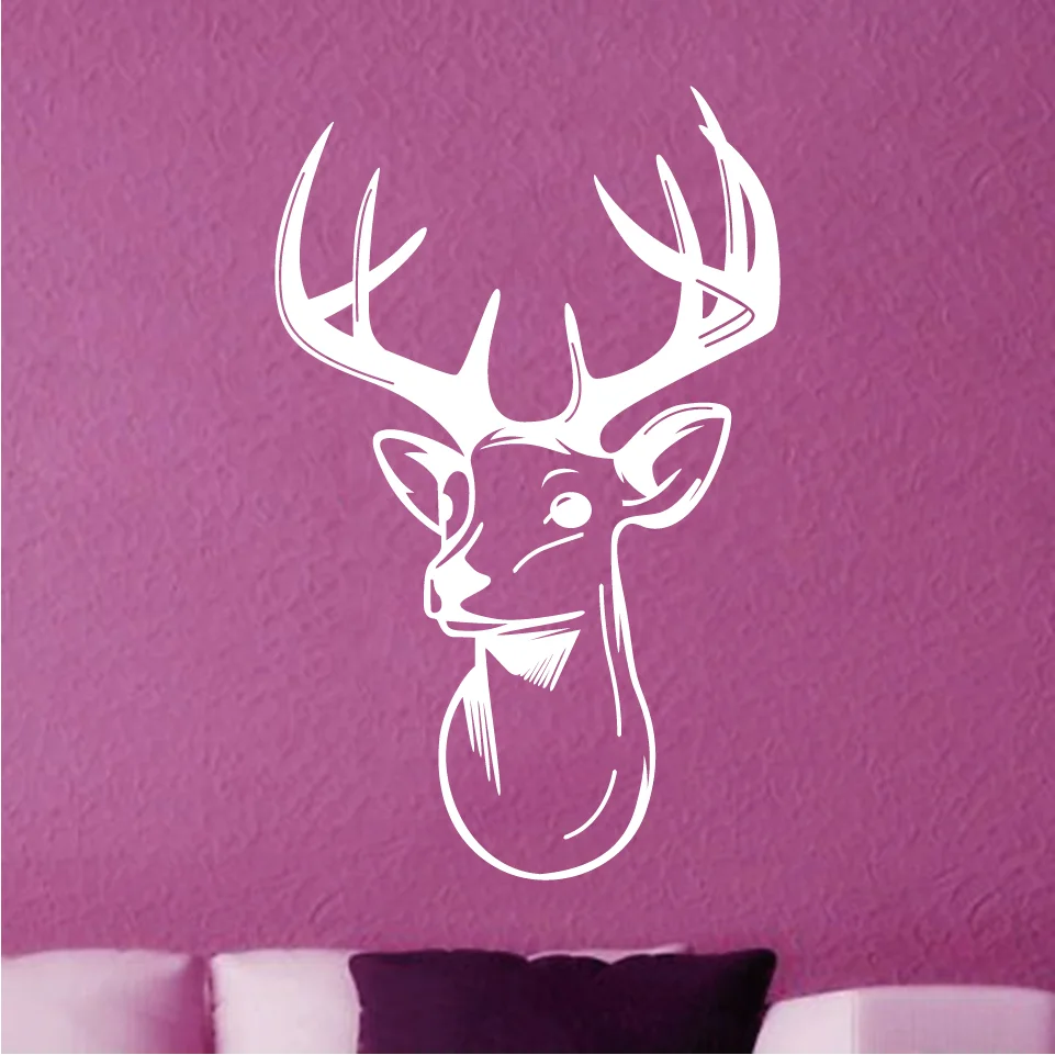 Deer Head Design Vinyl Wall Sticker Funny Cartoon Animal Stickers for Kids Rooms Bedroom Home Decoration WA0234 | Дом и сад