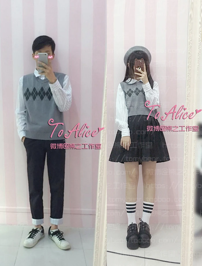 Комплект униформы JK для церемонии выпускного в западном стиле пар: серый свитер