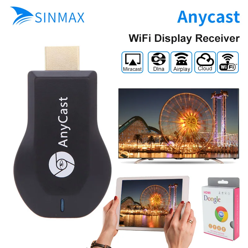 AnyCast M100 HDMI WiFi Display TV Dongle Dual Core H.265 Decorder 4K 5Ghz wifi Tv Stick for Smart Phone Tablet VS AnyCast M2 TV