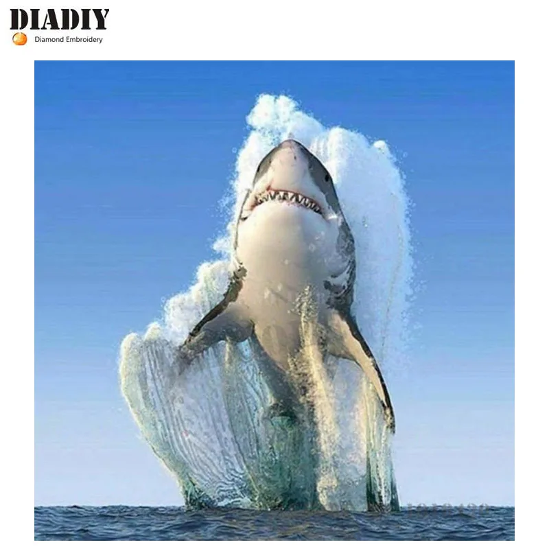 DIADIY вышивка крестиком Алмазная животные &quotяростно великая белая акула&quot узоры