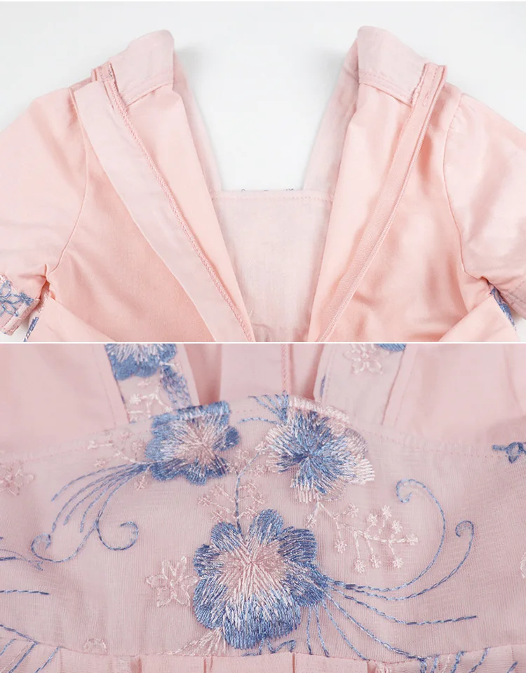 Hanfu/летнее платье принцессы для девочек, Новое Детское Сетчатое платье в китайском стиле с вышитыми цветами, костюм для девочек 2, 3, 4, 6, 7, 9, 10 лет
