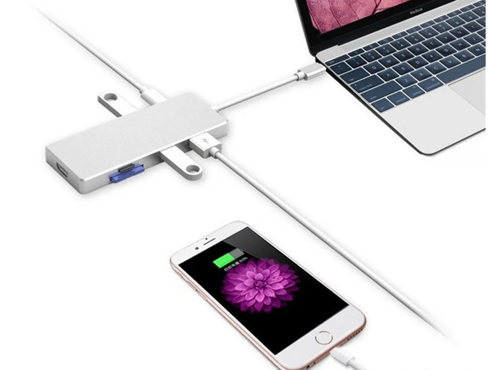 USB C цифровой AV многопортовый адаптер usb3.1 type c к hdmi 4k * 2k pd 100w usb3.0 3 cardread tf sd charge card reader|
