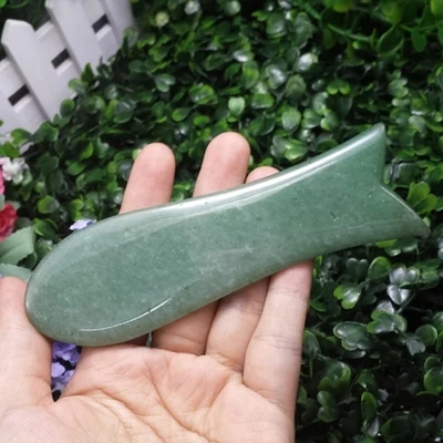 Natural Green Jade Scrapping Plate Fish Scraping The Sand Meridian Beauty Material With Body Stress Relax Point