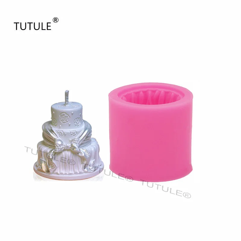 

Special Offer New Three-dimensional White Wedding Cake Mold Soap, Candle Molds Handmade Chocolate Dessert Pastry Bakeware