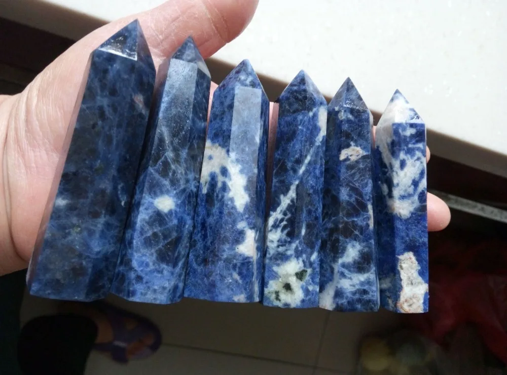

6pcs NATURAL SODALITE BLUE QUARTZ CRYSTAL POINT HEALING MINERAL STONE