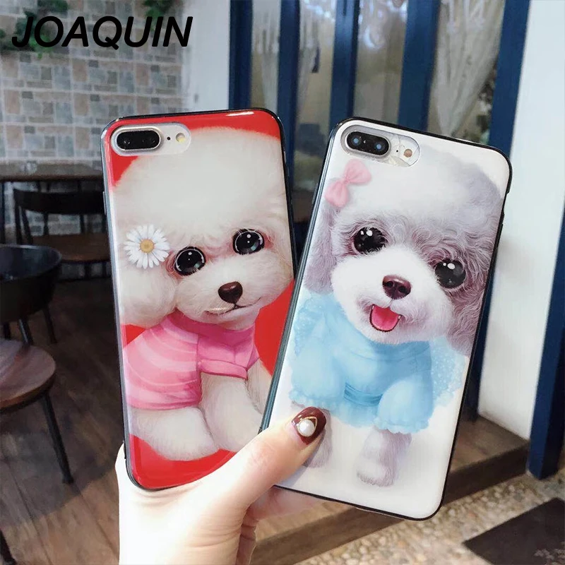 Телефон чехол для iPhone 6 6S 7 8 Plus X XR XS Max Fashion 3D милая пара домашних собак мультфильм