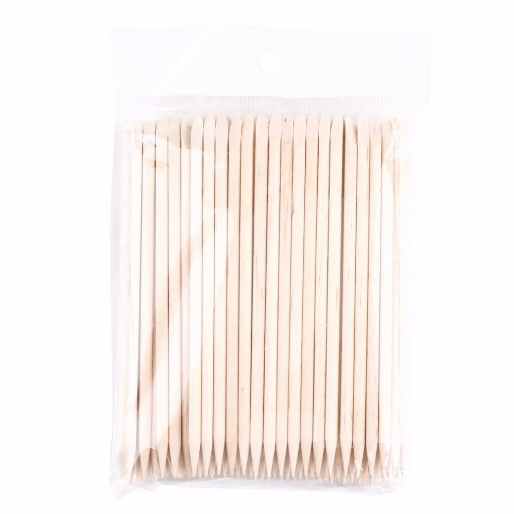 

100Pcs Nail Art Orange Wood Stick Cuticle Pusher Remover Spade Shape Manicure Nails Toolc Nail Art Care Double Sided Stick