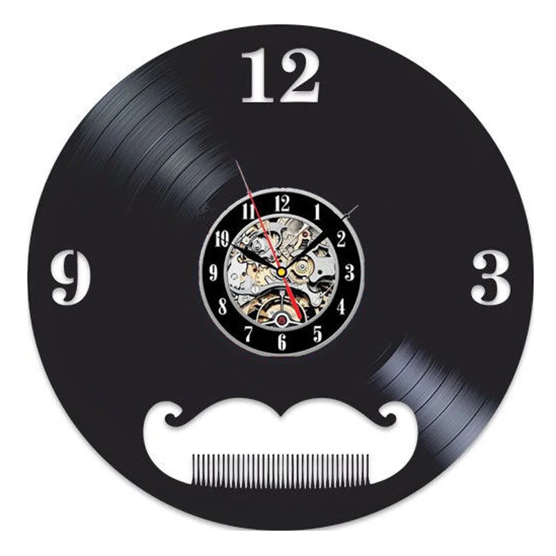 Настенные часы Horloge Мураль Парикмахерская настенные часы современный барбершоп украшение Виниловая пластинка Висячие парикмахерские часы для салона