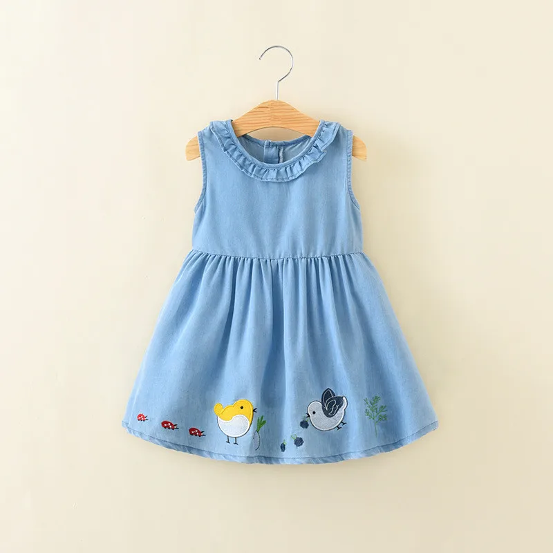 Toddler girls dresses summer sleeveless baby clothes with applique birds new 2018 children's for kids wear | Детская одежда и