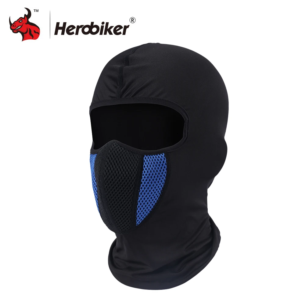 MTT-17266T 03 blue HEROBIKER Балаклава мотоциклетная маска для лица мотоциклетный шлем бандана-капюшон Лыжная маска для лица ветрозащитная Пылезащитная маска для лица - Цвет: MTT-17266T 03 blue