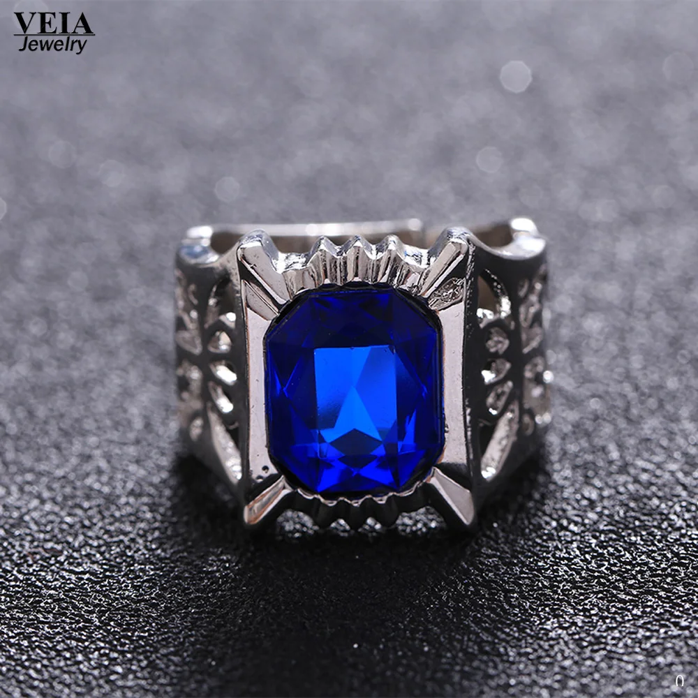 2017 Черный Дворецкий аниме Кольца Большие кольца с синим камнем для мужчин