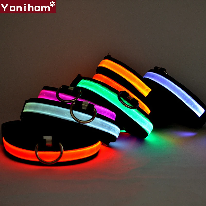 Ошейник для собак светящийся светодиодный ошейник из нейлона свет ночная