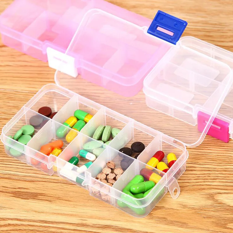 

New mini portable 10 grid detachable creative transparent pill box