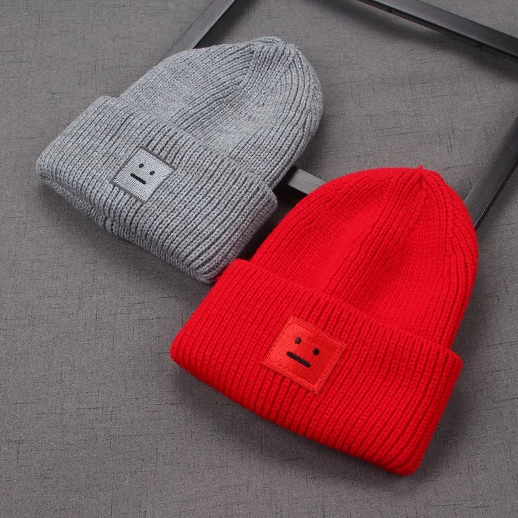 Женская зимняя шапка Skullies Beanies Smiley вязаная теплая для женщин | Аксессуары одежды