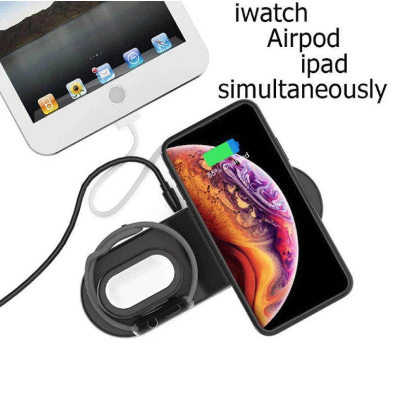 Ascromy Быстрое беспроводное зарядное устройство для iPhone XS Max XR X 8 Plus 10 Apple Watch 3 2
