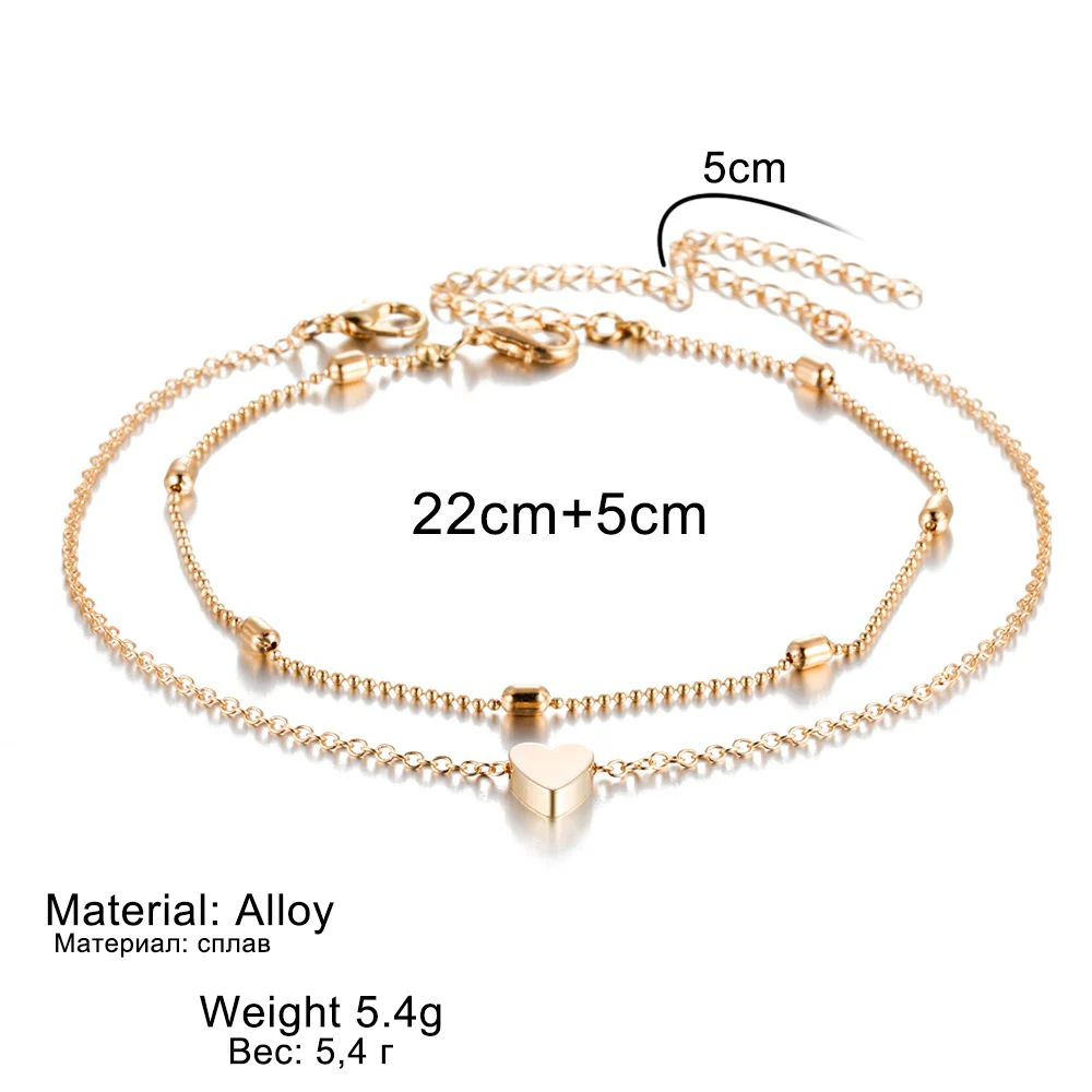 Simple Heart Female Anklets Barefoot Crochet Sandals Foot Jewelry Leg New Anklets On Foot Ankle Bracelets For Women Leg Chain images - 6