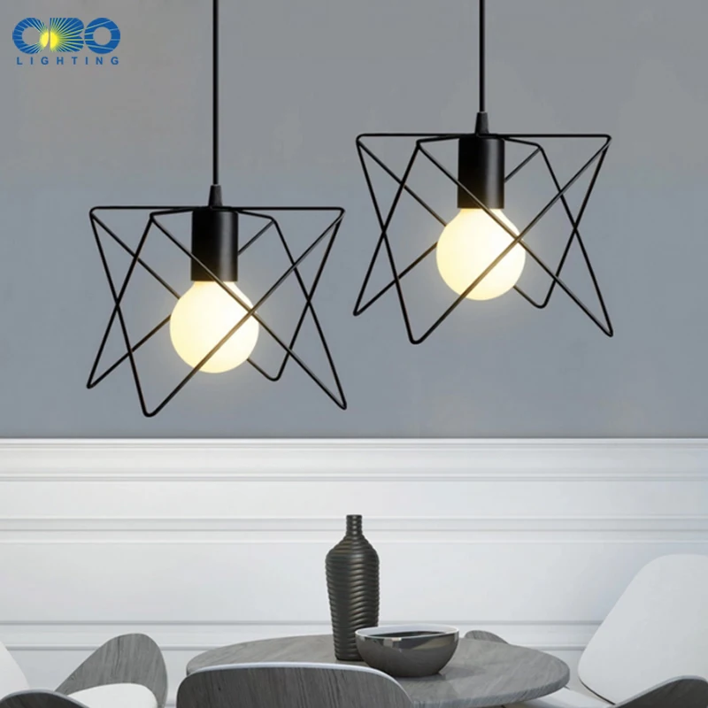 Винтажные подвесные светильники в черной железной рамке для бара/магазина