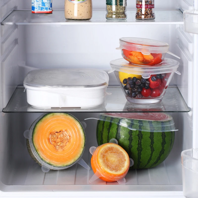 Эластичные крышки для пищевых продуктов 6 шт.|Крышки посуды| |