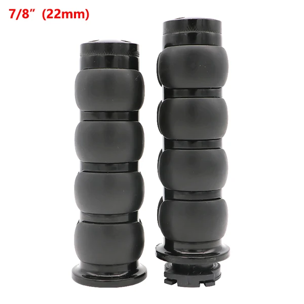 E Black 22mm " 25 мм и 7/8" 22 мм заготовка резиновая пламя Спайк рукоятки для Harley Honda Kawasaki Suzuki Yamaha велосипеды крейсер Чоппер на заказ - Цвет: E Black 22mm
