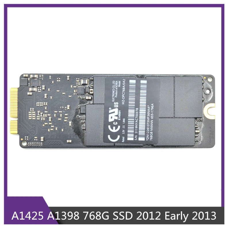 Подлинная A1425 A1398 SSD для Macbook Pro Retina твердотельный накопитель 768 ГБ Mid 2012 Ранняя 2013