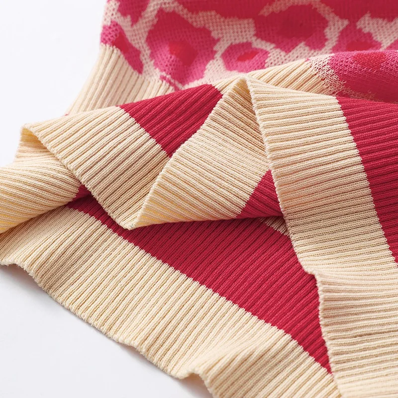 Женские новые винтажные свитера розовые леопардовые пуловеры с вышивкой