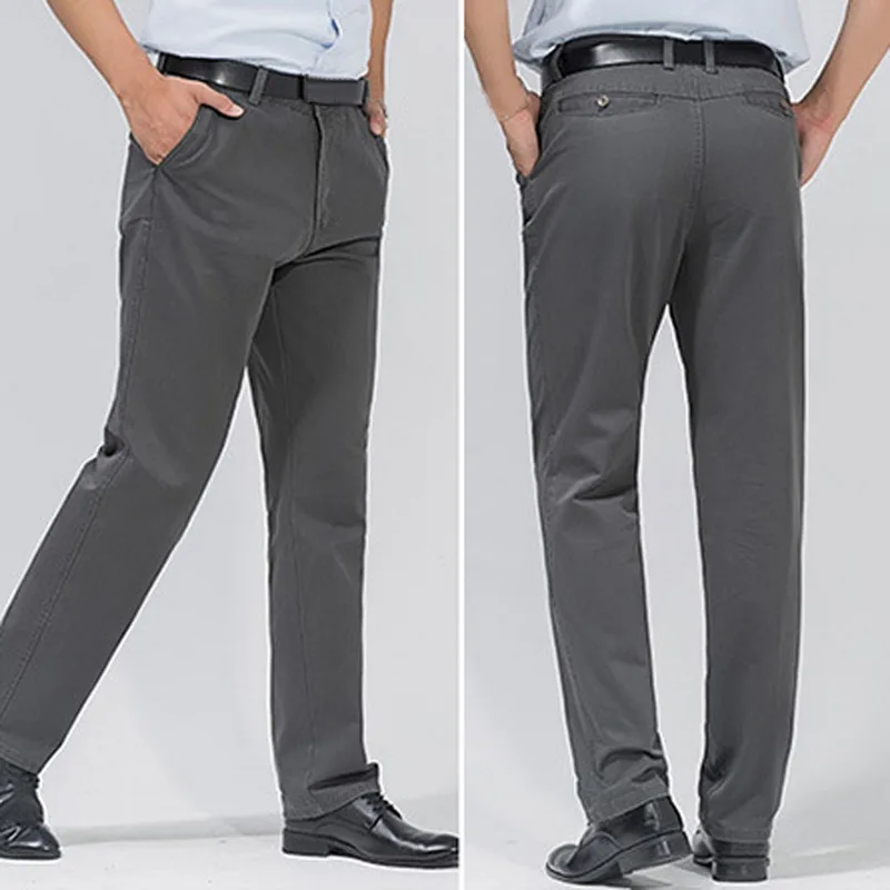 SHUJIN PuimentiuaAutumn Solid Loose Straight Men's Casual Pants Long Trousers Waist Pants Men Plus Size Cotton pantolon erkek